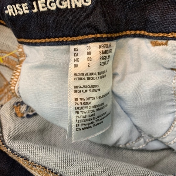 AMERICAN EAGLE HI-RISE JEGGING Skinny Jeans sz 00 - Picture 12 of 16